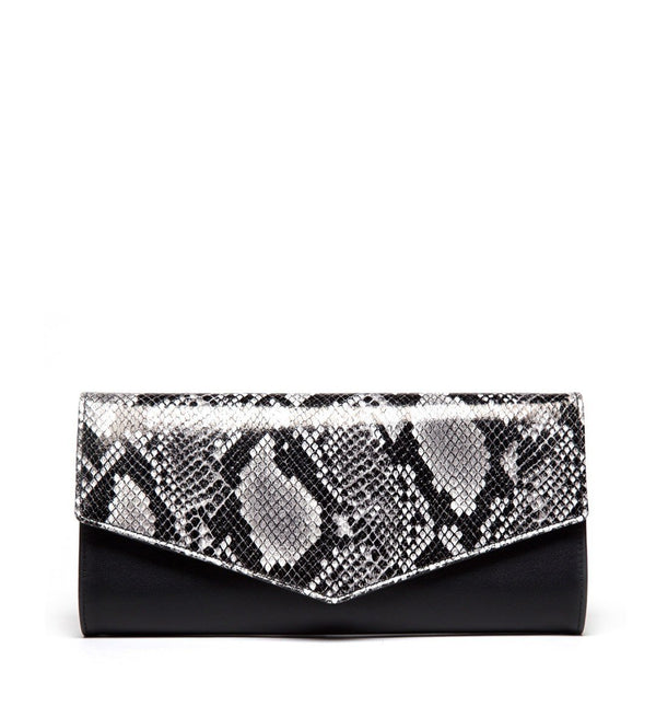 New Canaan Clutch, Black and Snake