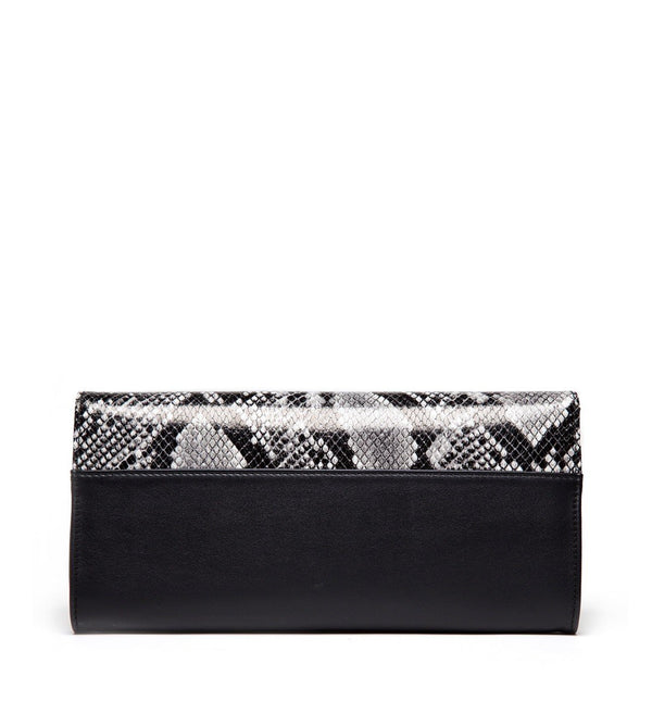 New Canaan Clutch, Black and Snake