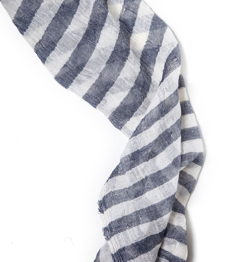Jill – stripes, Milan narrow Linen Scarf, and Cotton Blue White &